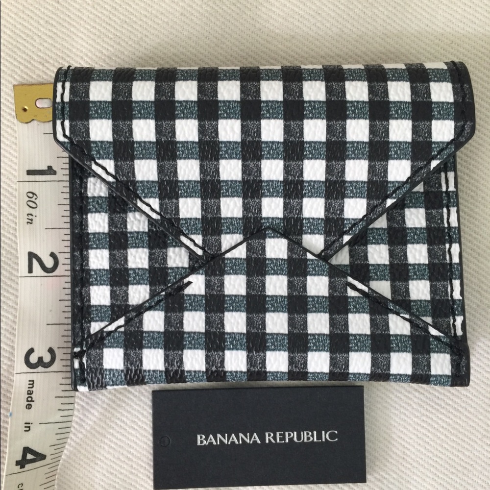 NWT Banana Republic Navy Gingham Envelope Wallet